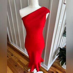 Bodycon Red One-Shoulder Dress